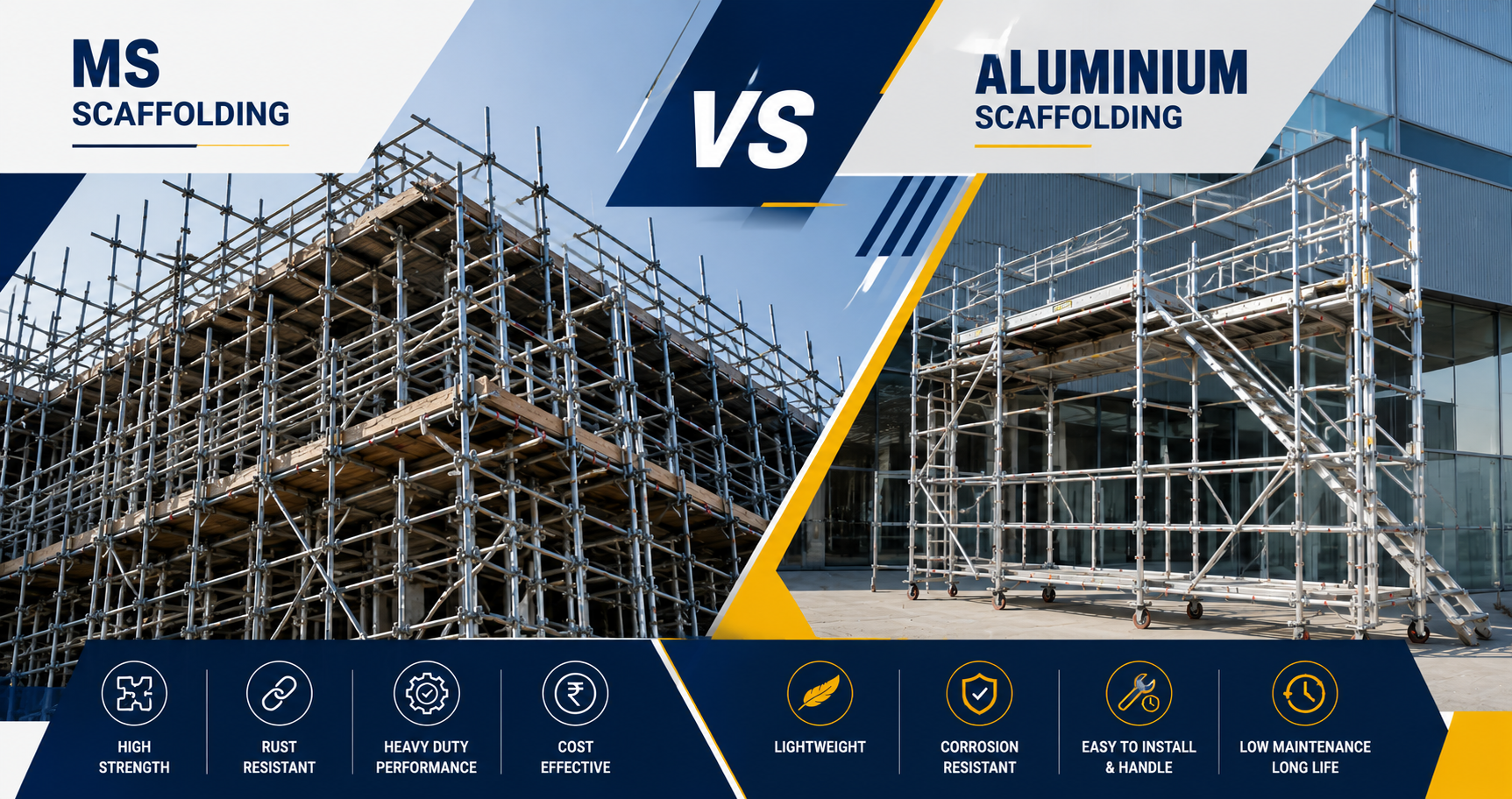 MS Scaffolding vs Aluminium Scaffolding: Cost, Strength & Best Use Cases